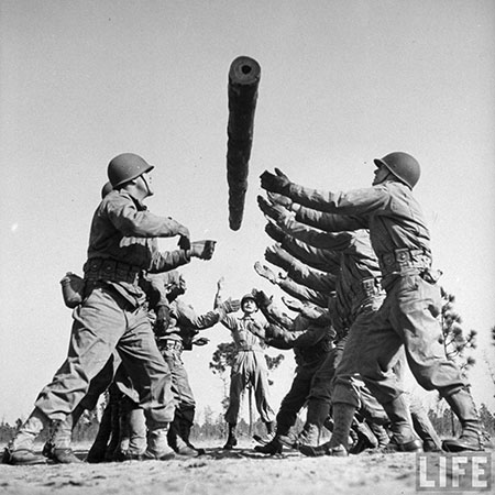 WWII log drill
